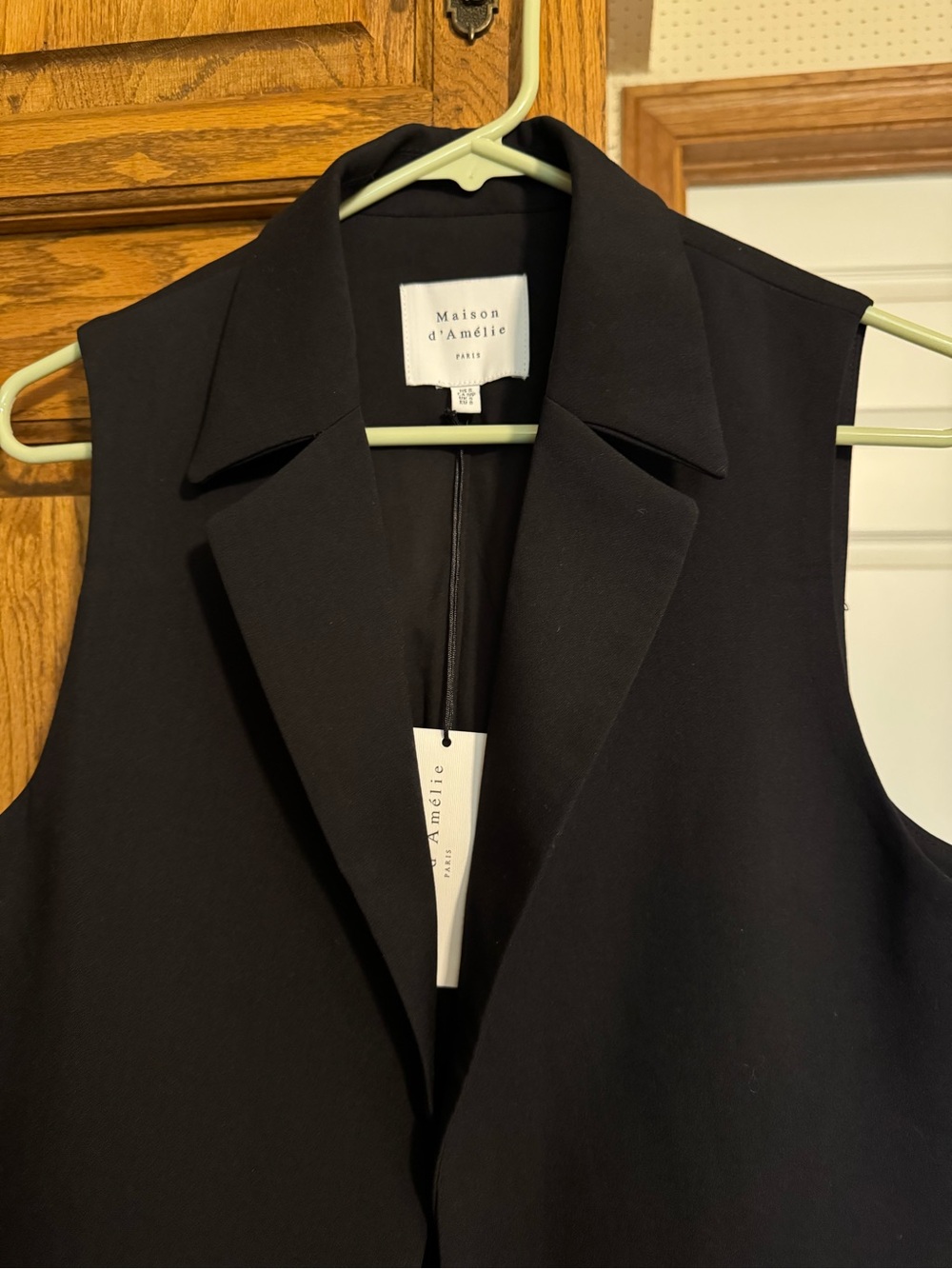 Maison d’Amelie Paris Sleeveless Black Blazer Vest Jacket S New - Picture 4 of 5
